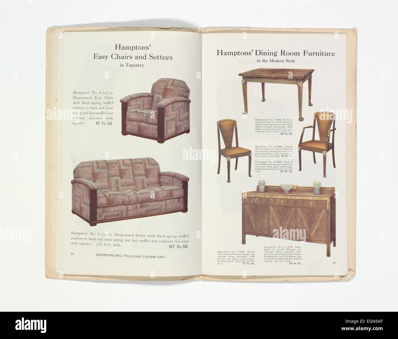 Pages from Hamptons catalogue, c.1929-1930 Stock Photo