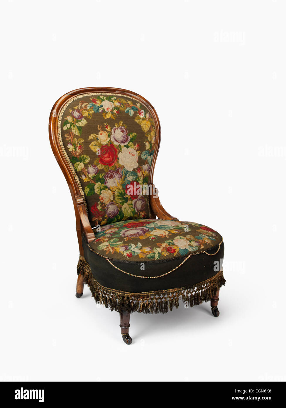 Upholstered chair with wooden frame Stock Photo