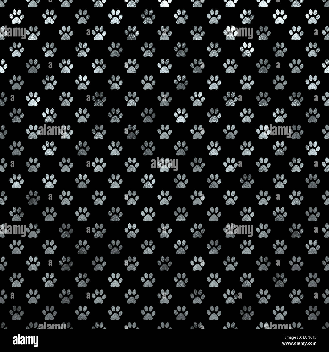 Silver and Black Dog Paws Metallic Foil Polka Dot Texture Background Pattern Stock Photo