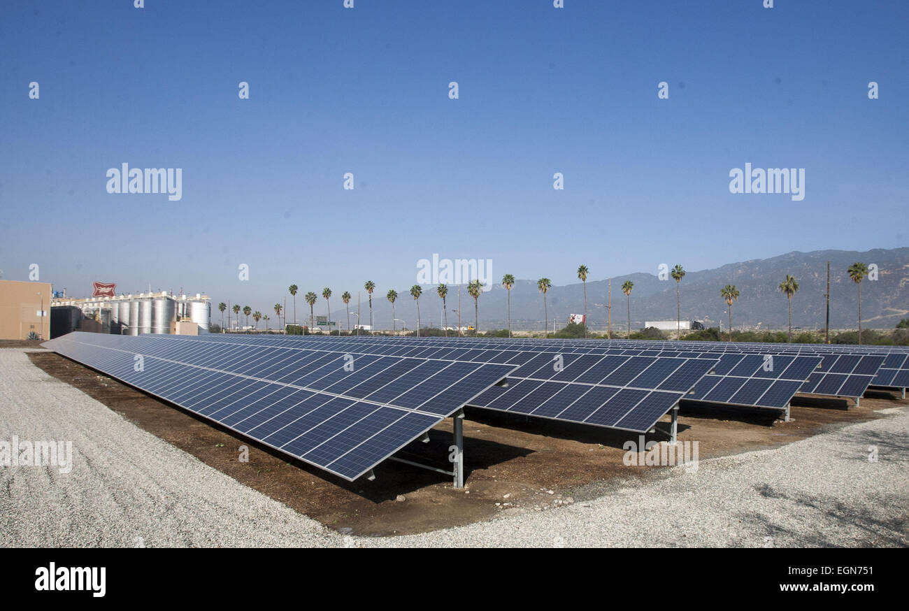 Los Angeles, California, USA. 4th Feb, 2015. Solar panel array at