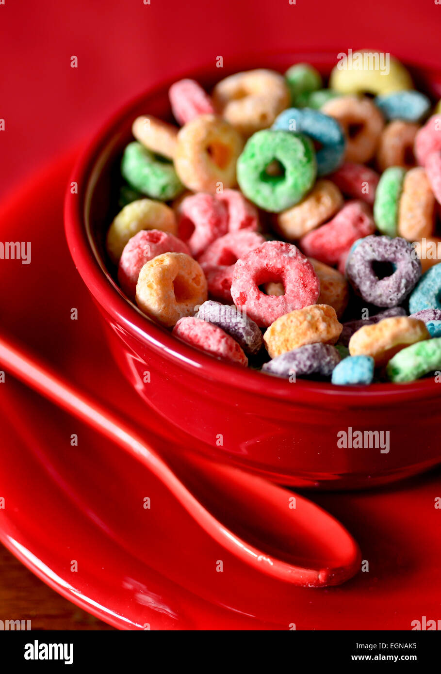 Cereal in a red bowl Stock Photo Alamy