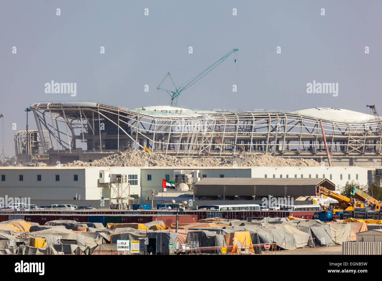 Construction Site of the new International Airport in Abu Dhabi Stock Photo