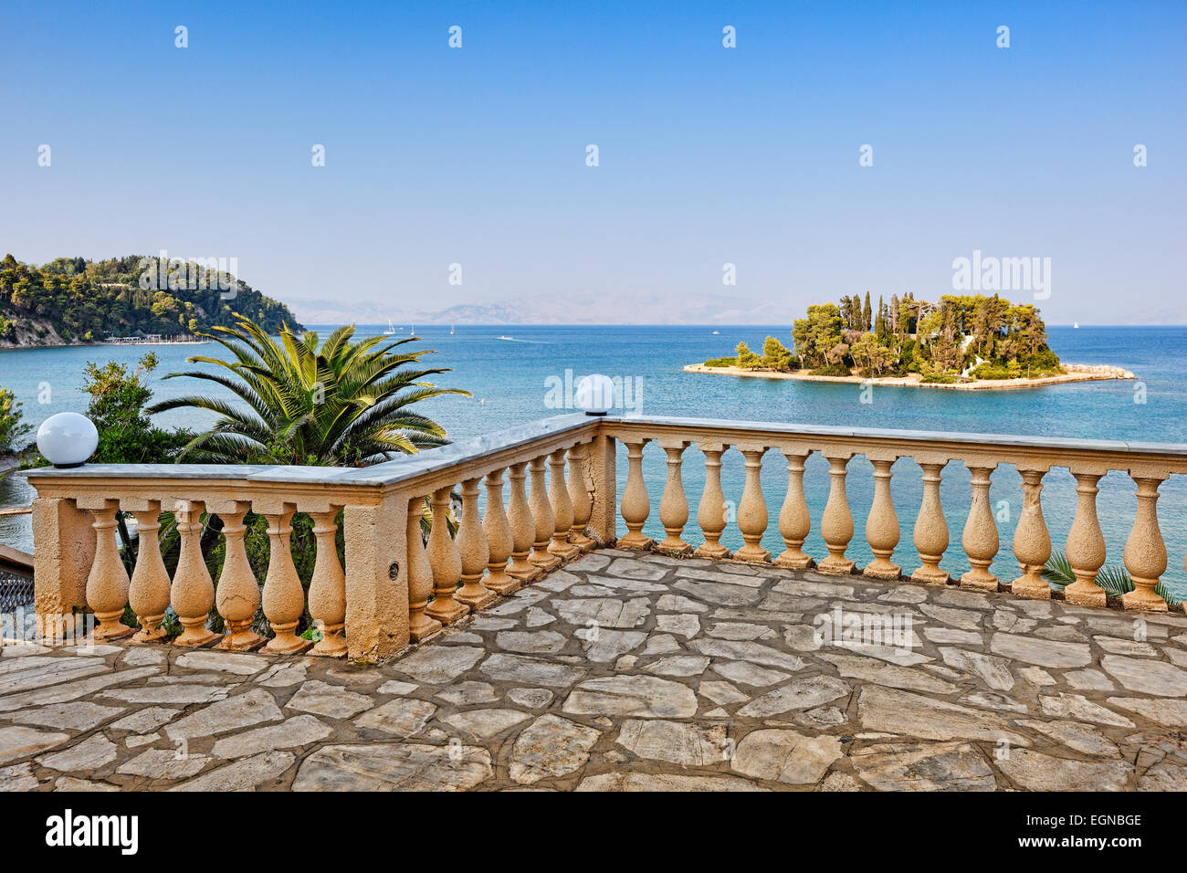 The famous mouse island at Corfu, Greece Stock Photo