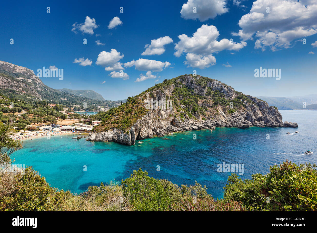 Paleokastritsa bay at Corfu, Greece Stock Photo