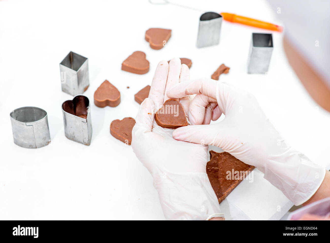 Making chocolate candy Stock Photo