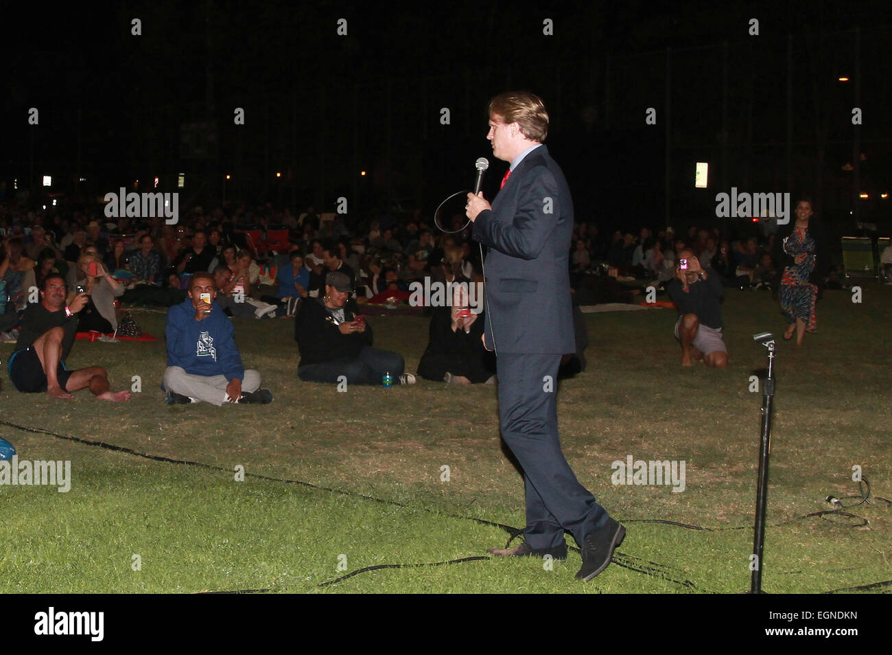 Los Angeles Movies in the Park Showing 'The Princess Bride' introduced by Actor Cary Elwes in Beverly Hills Featuring: Cary Elwes Where: Beverly Hills, California, United States When: 23 Aug 2014 Stock Photo