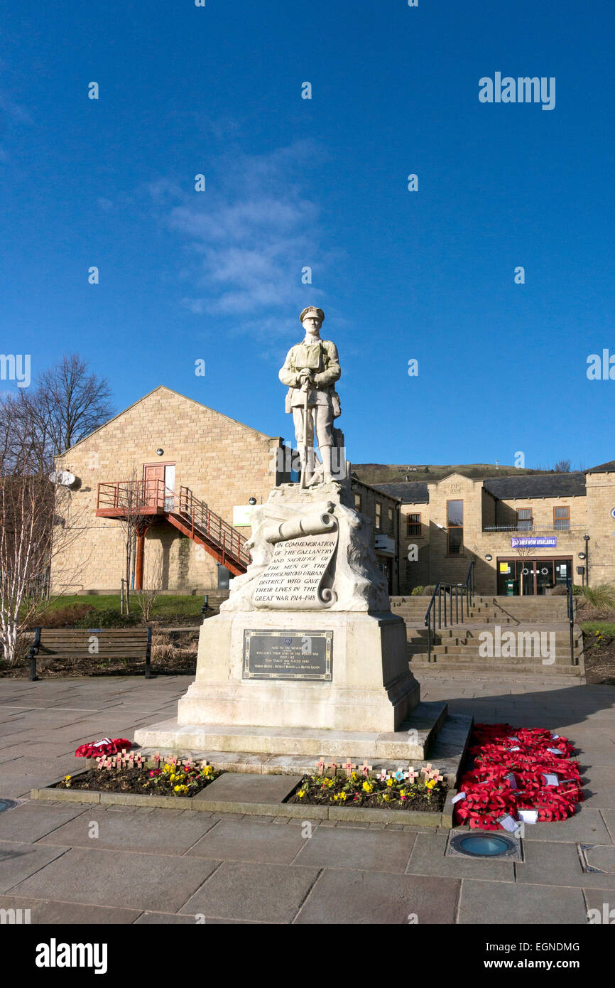 War memorial in the village centre, Mytholmroyd, West Yorkshire Stock