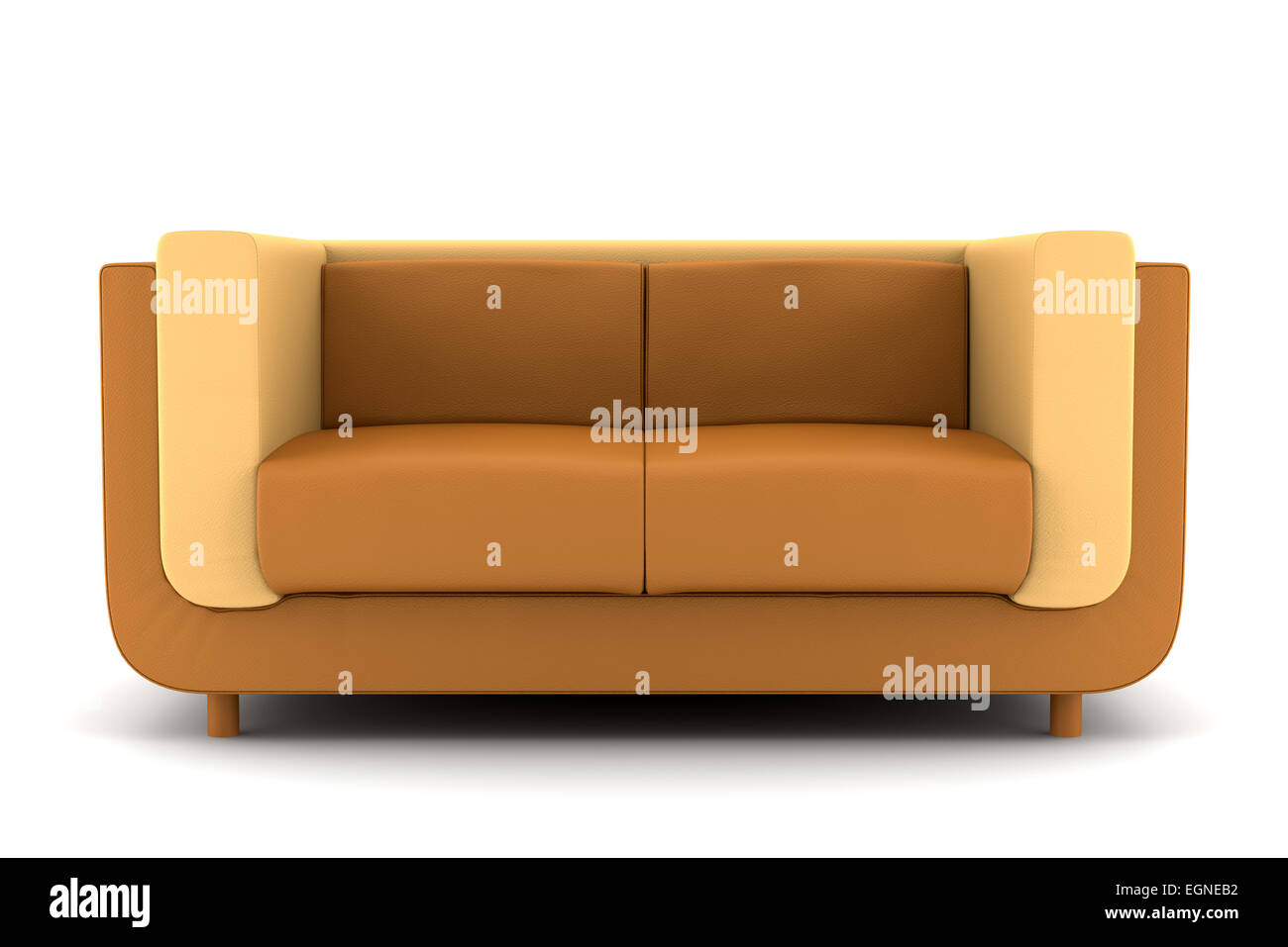 orange leather couch isolated on white background Stock Photo - Alamy