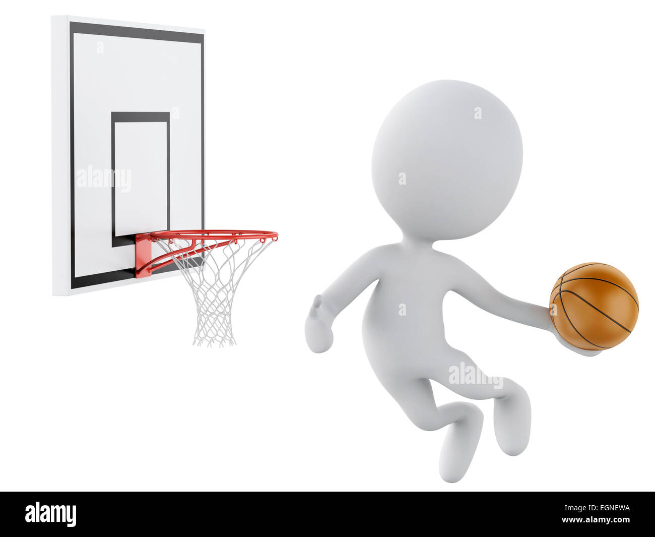 3d image. White people playing basketball trying to score. Isolated white background Stock Photo