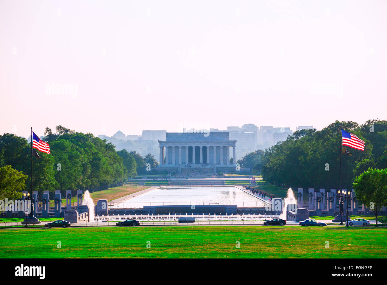 Abraham Lincoln Memorial building sunset Washington DC US USA Stock Photo