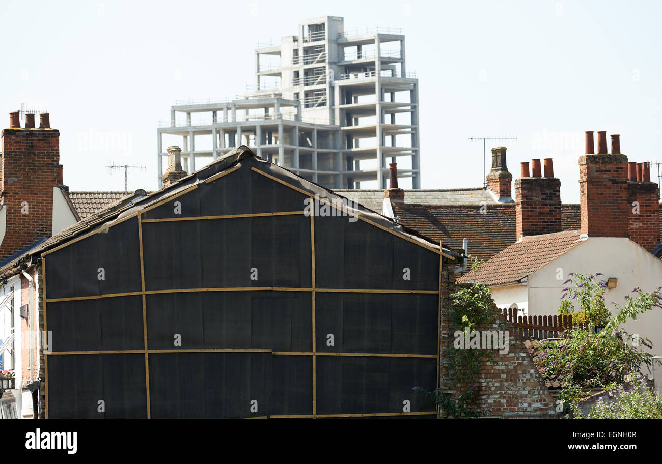 Partly finished apartment block known locally as 'the wine rack