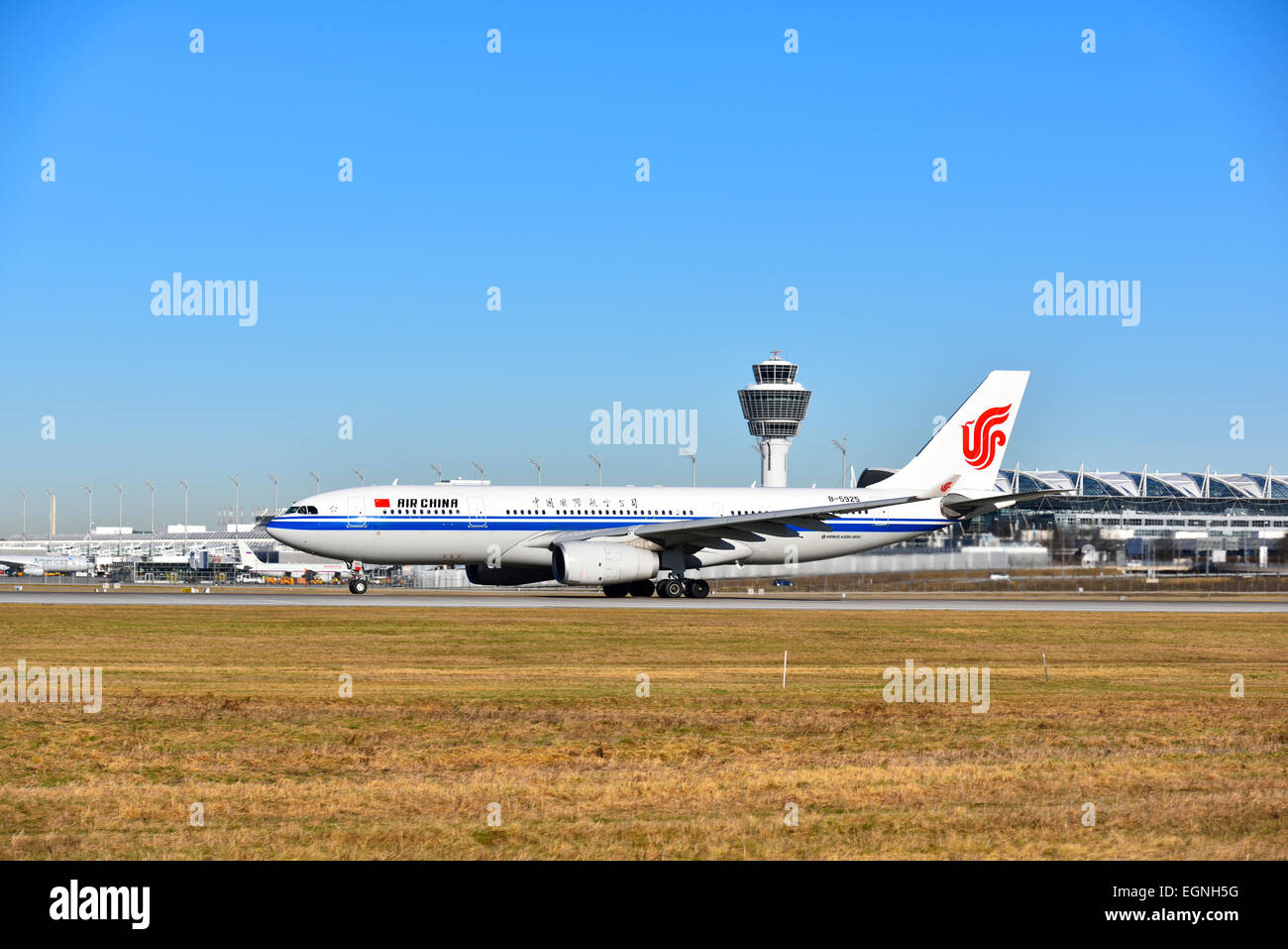 cina airways, airbus, a 330-200, roll out, taxiway, Stock Photo