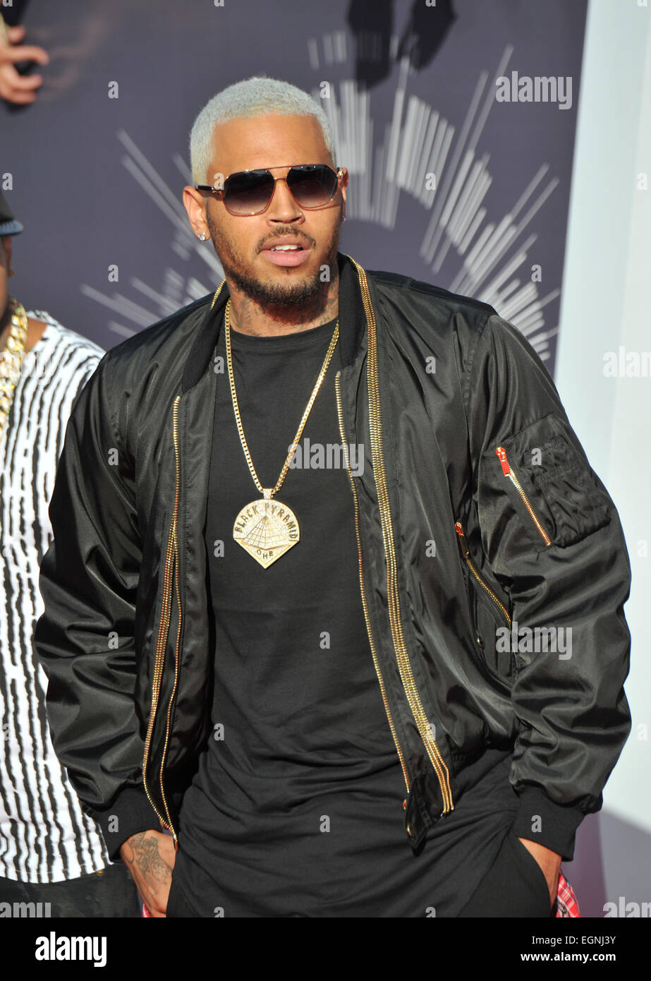 LOS ANGELES, CA - AUGUST 24, 2014: Chris Brown at the 2014 MTV Video Music Awards at the Forum, Los Angeles. Stock Photo