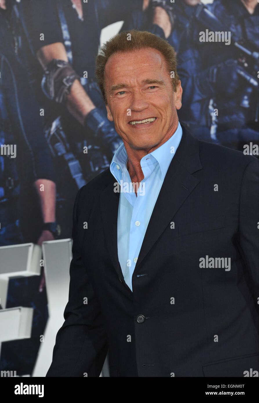LOS ANGELES, CA - AUGUST 11, 2014: Arnold Schwarzenegger at the Los Angeles premiere of his movie 'The Expendables 3' at the TCL Chinese Theatre, Hollywood. Stock Photo