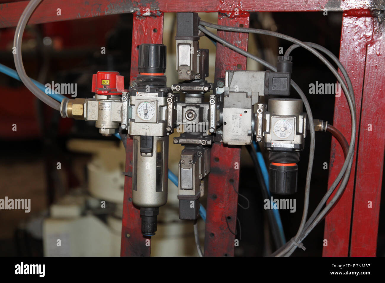 valves for the control and supply of fluids of different machines Stock ...