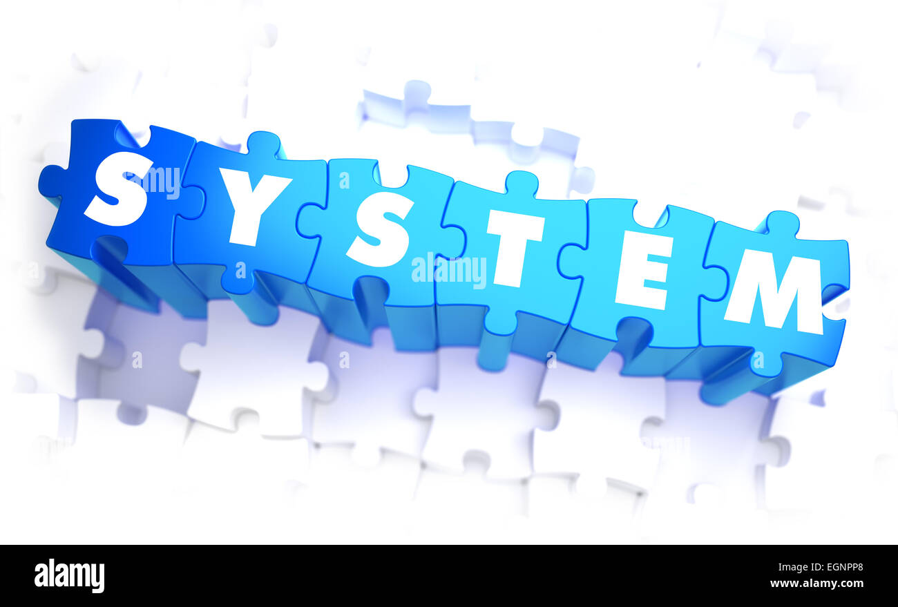 System - Word in Blue Color on Volume Puzzle Stock Photo - Alamy