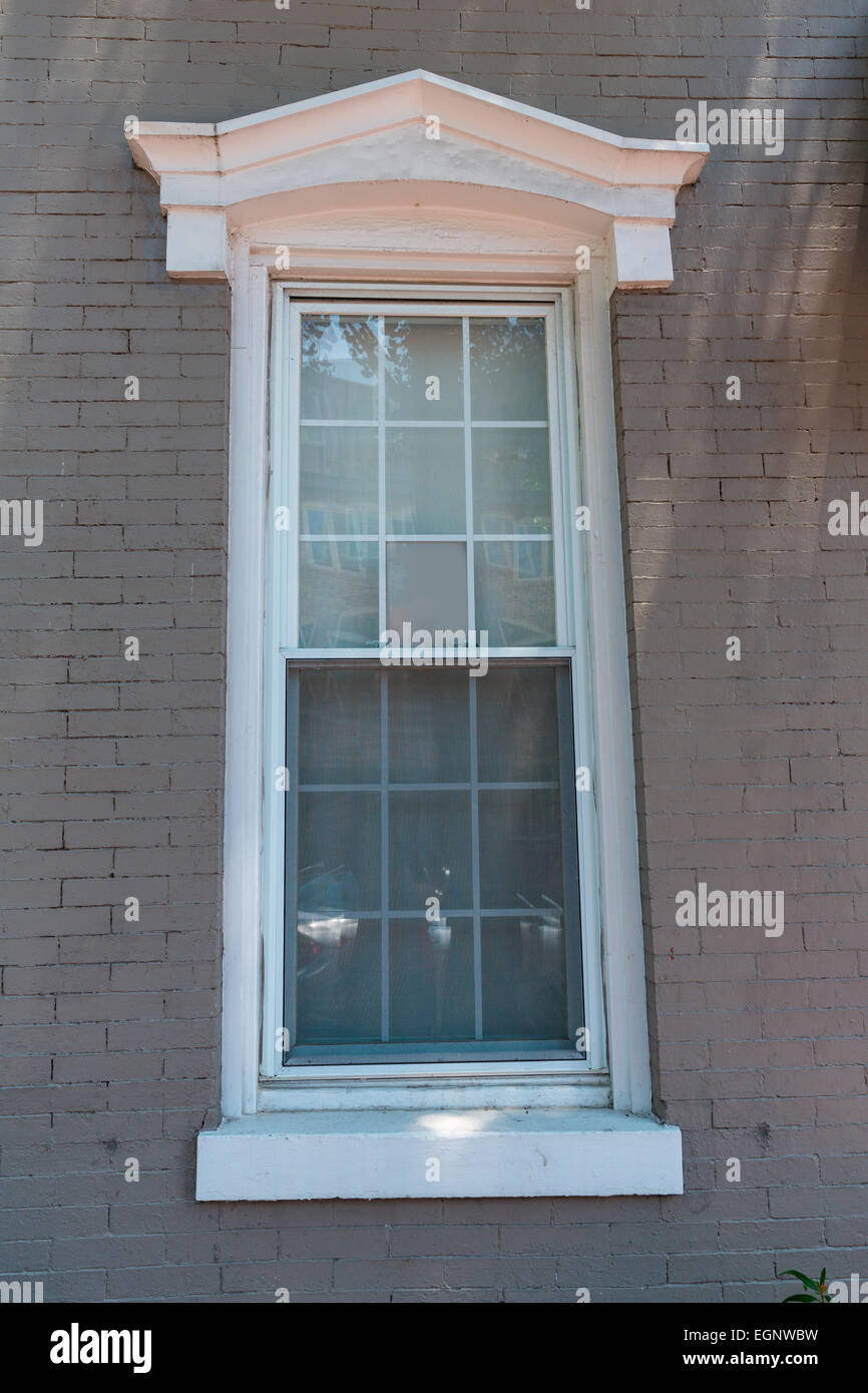 townhouses facades window detail Washington DC in USA Stock