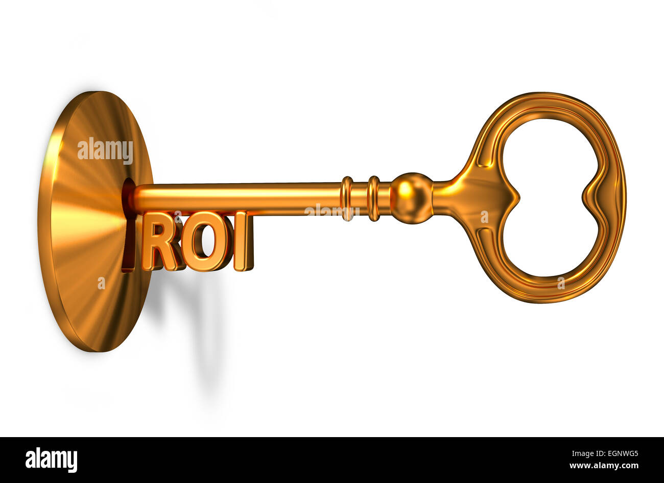 ROI Golden Key is Inserted into the Keyhole Stock Photo Alamy