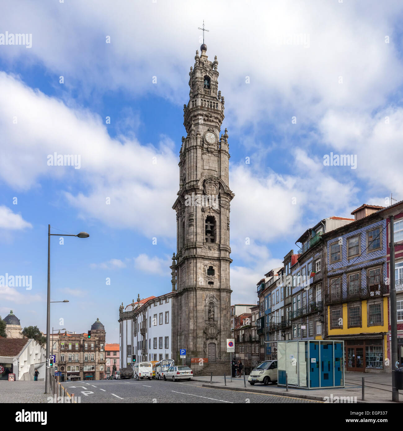 Porto, Portugal. The iconic Clerigos Tower, one of the landmarks and