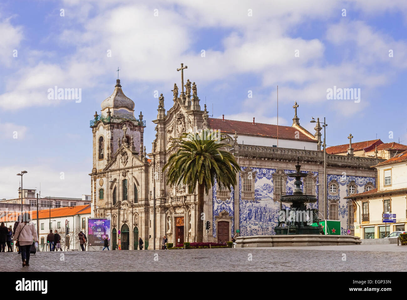 Porto, Portugal. Carmelitas Church on the left, Mannerist and Baroque styles, and Carmo Church at the right in Rococo style. Stock Photo
