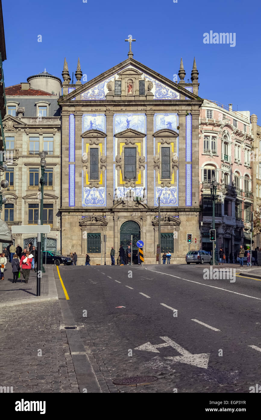 Porto, Portugal. Santo Antonio dos Congregados Church in Almeida Garrett Square. Baroque architecture Stock Photo