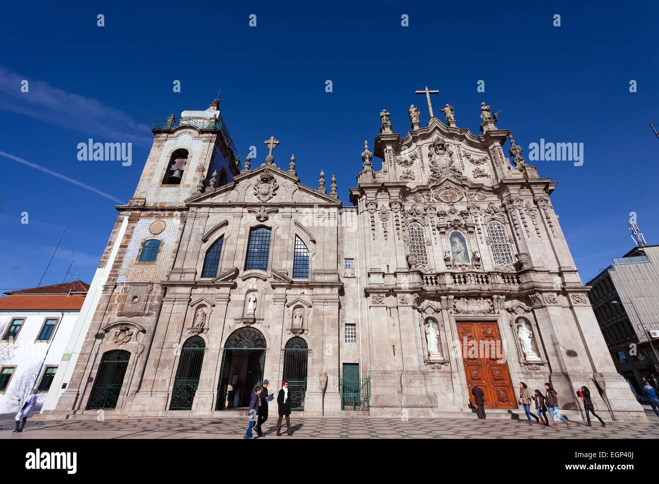 Porto, Portugal. December 29, 2015: Carmelitas Church on the left, Mannerist and Baroque styles, and Carmo Church at the right Stock Photo