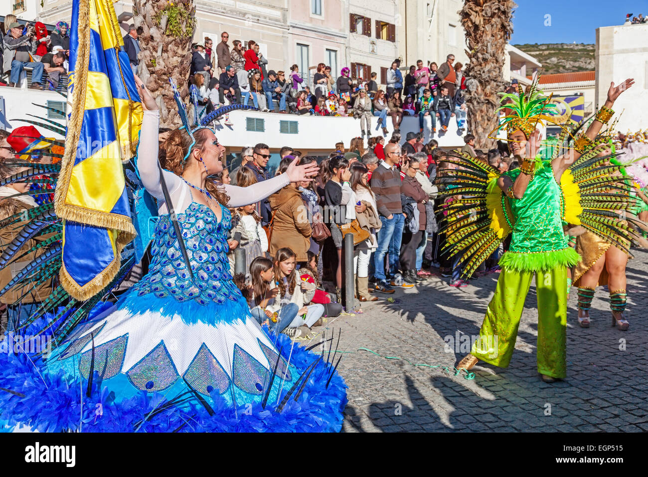 Porta Bandeira (Flag Bearer) and the Mestre Sala (Samba Host), two of the most prestigious characters of the Samba School Stock Photo