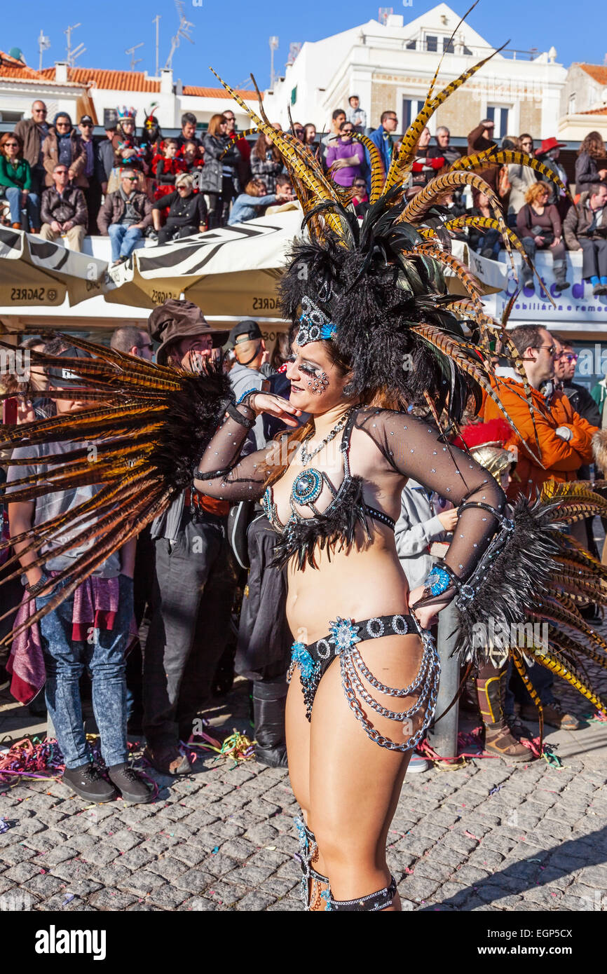 Brazilian Samba dancer called Passista in the Rio de Janeiro style Carnaval Parade. The Passista is one of the sexiest performer Stock Photo