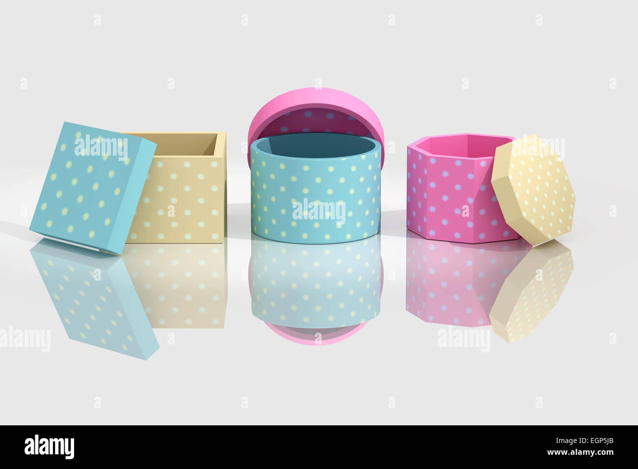 3d rendering of some gift stamped boxes Stock Photo - Alamy