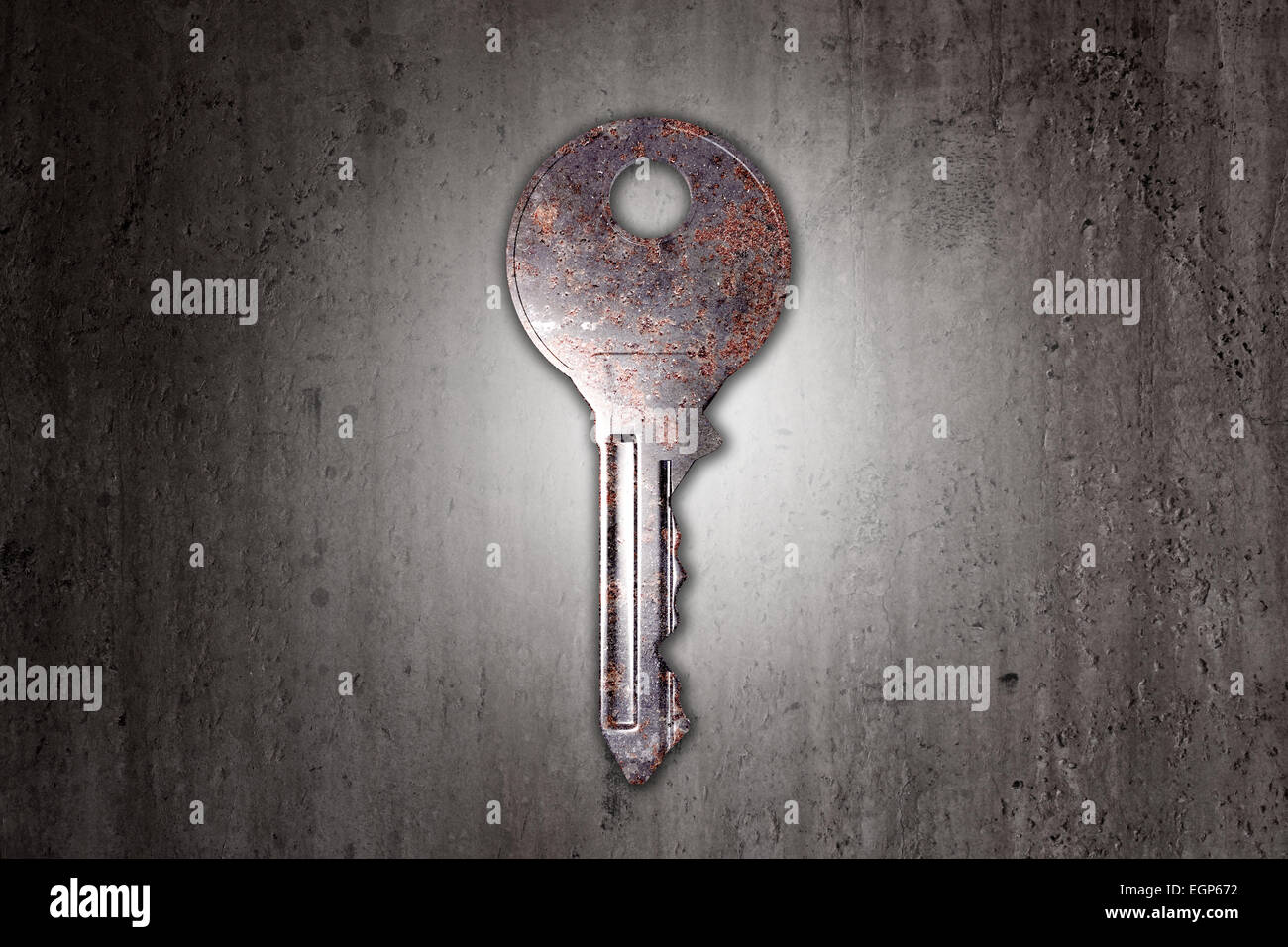 3d rendering of a rusty key on dirty background Stock Photo - Alamy