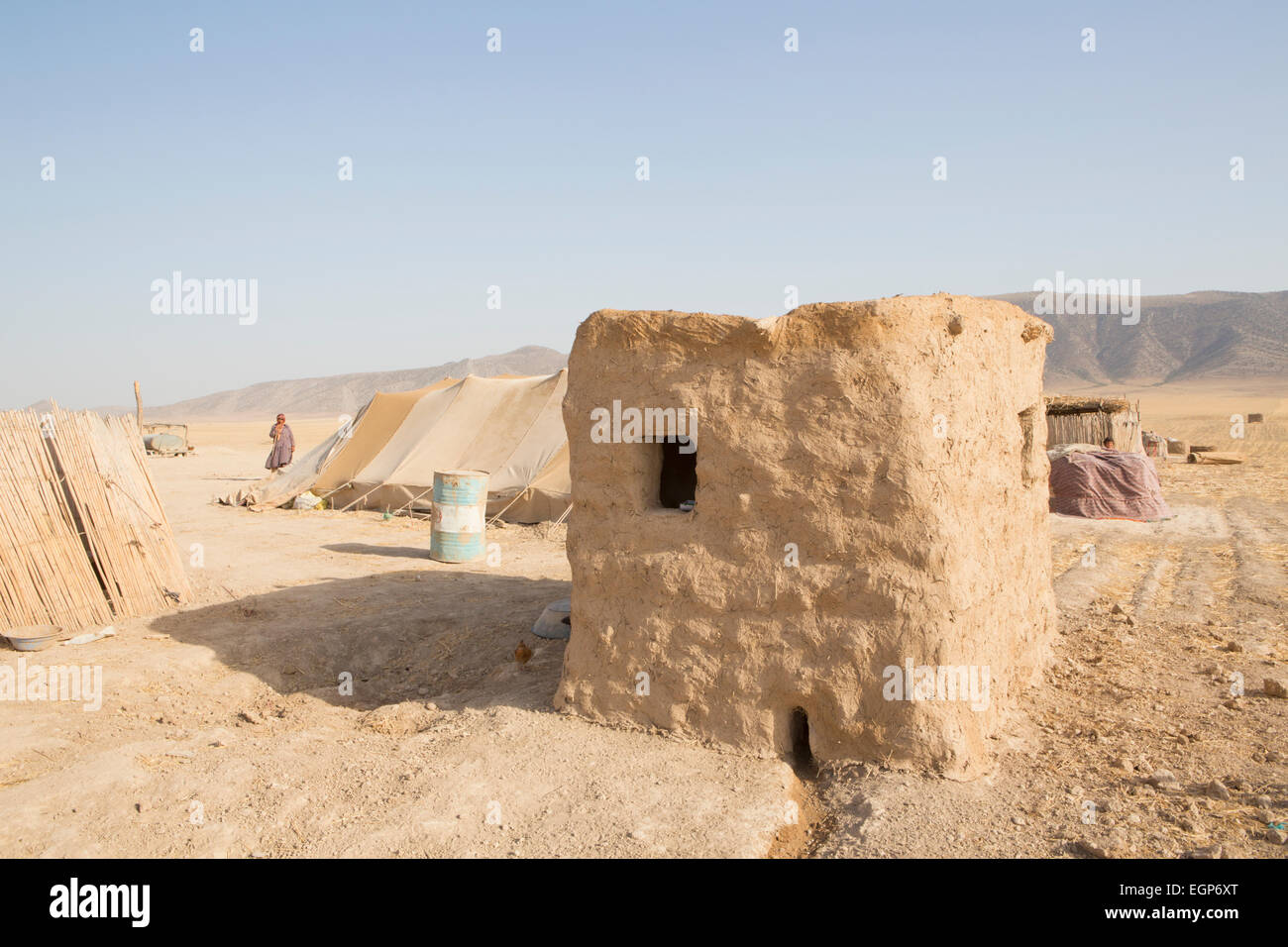 Dwellings of indigenous nomadic people in Golestan Park, Iran Stock Photo