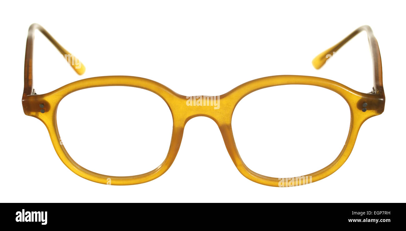 Oldfashioned glasses frame of plastic isolated on white background