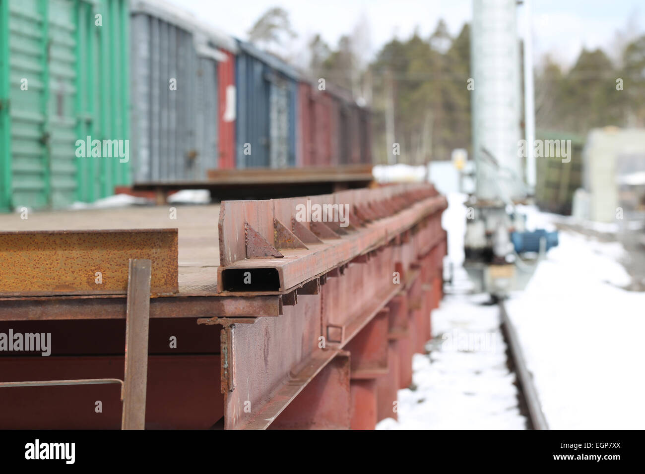 the prospect of a ramp for loading and unloading rail cars Stock Photo
