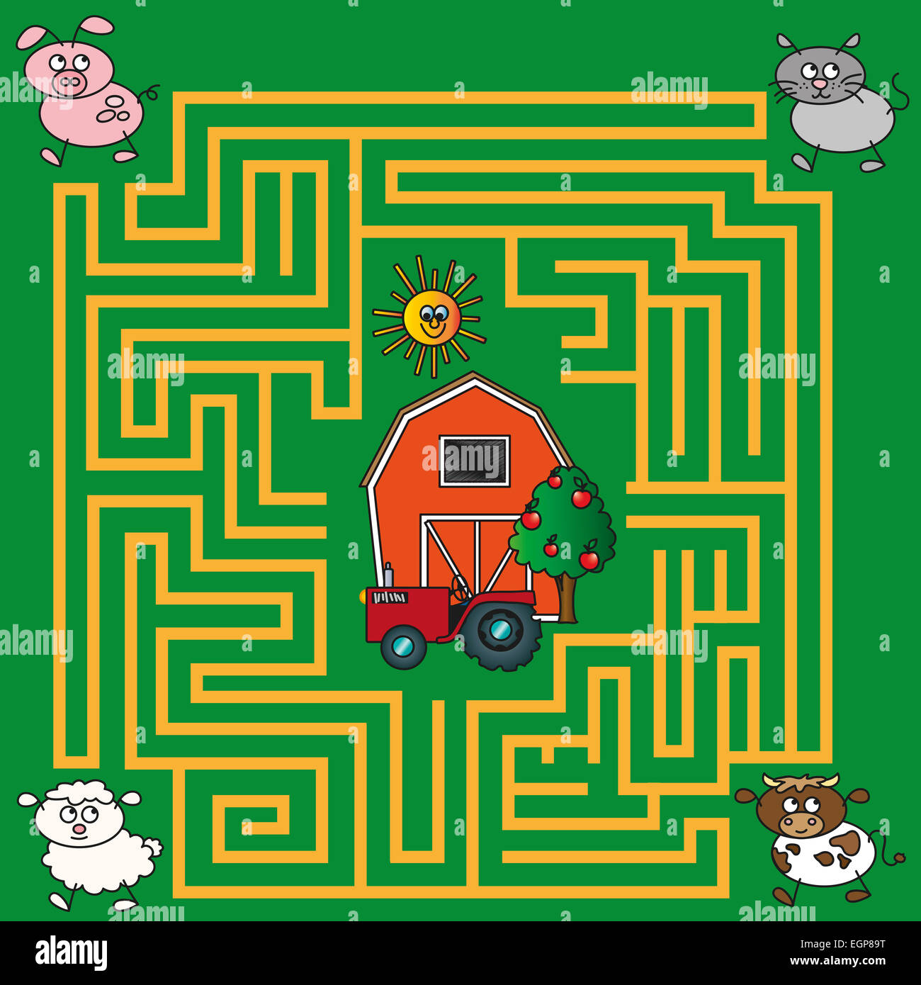 illustration with game for children: maze Stock Photo