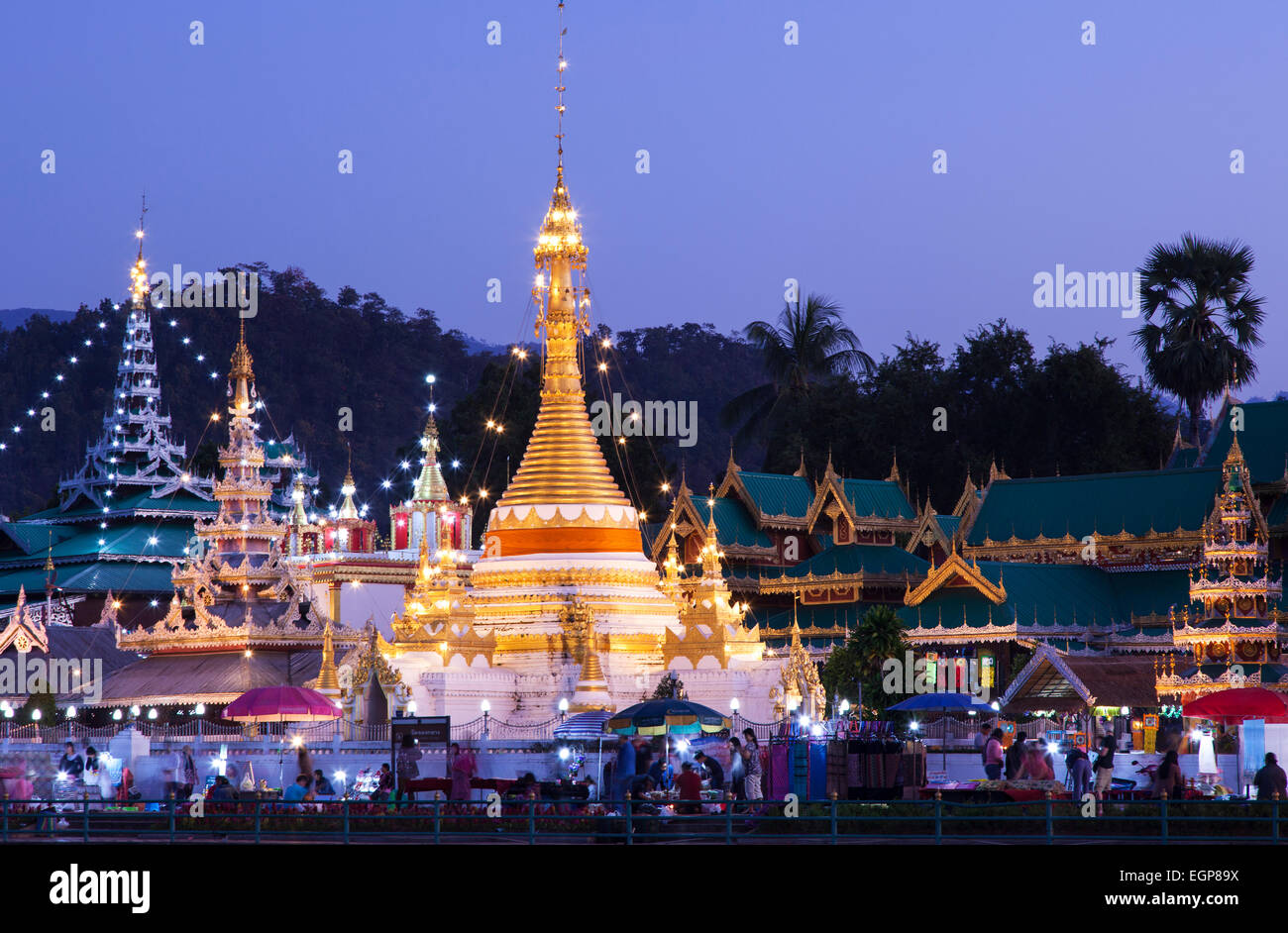 Wat Jong Klang & Wat Jong Kham in Mae Hong Son, Thailand Stock Photo