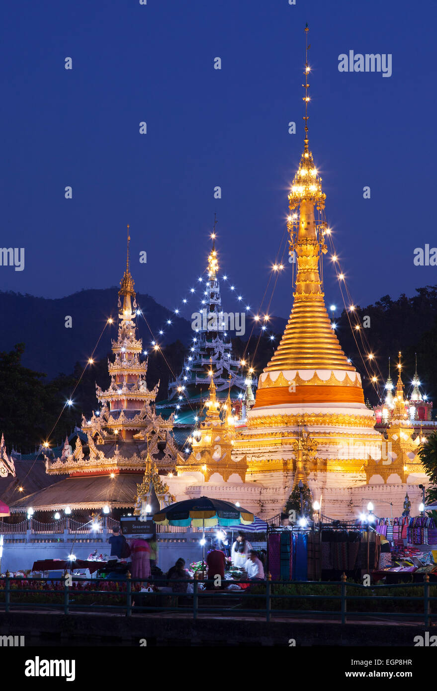 Wat Jong Klang & Wat Jong Kham in Mae Hong Son, Thailand Stock Photo