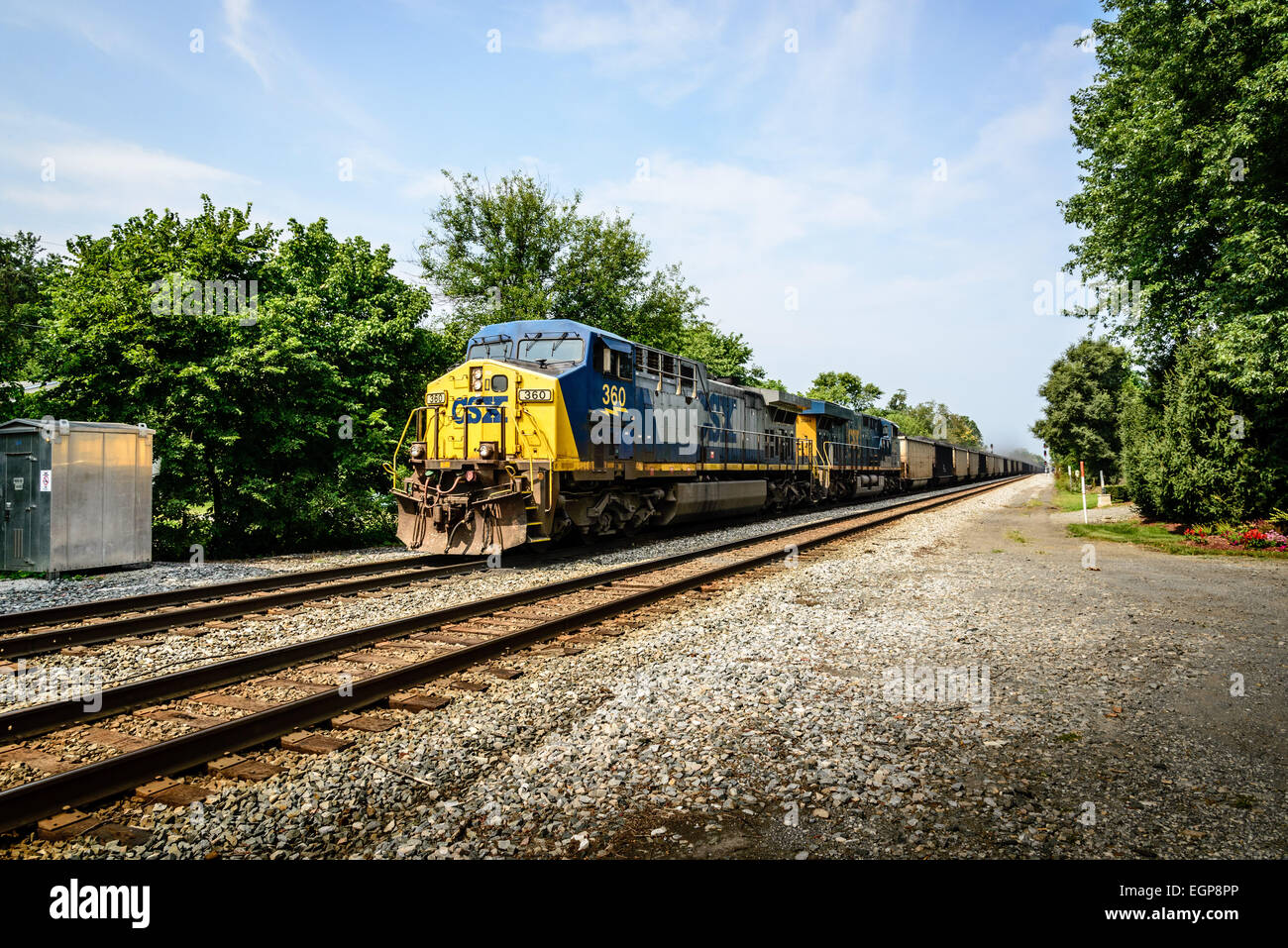 CSX AC44CW No 360 as lead on coal drag freight train, Shenandoah Junction, West Virginia Stock Photo