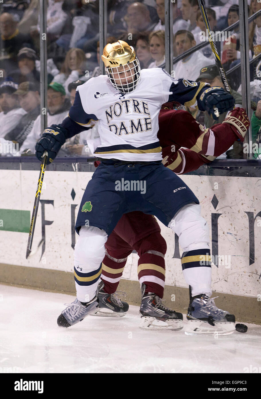 South Bend, Indiana. 27th February, 2015. Notre Dame defenseman Luke ...