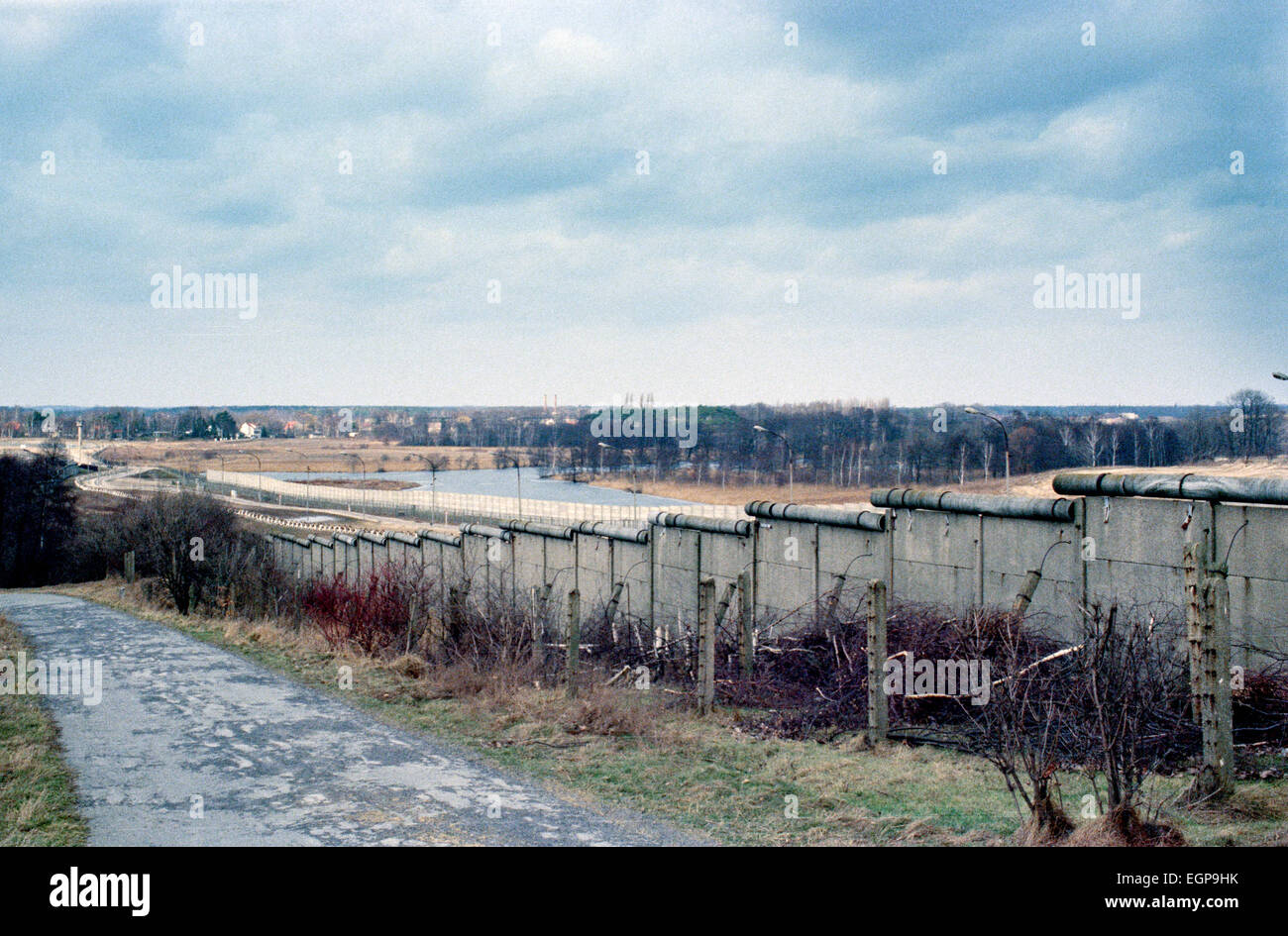 The Berlin wall, in the north of the city, circa 1981. Stock Photo