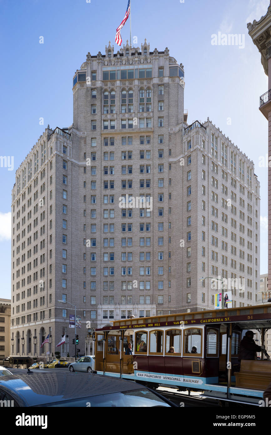 Historic Mark Hopkins Intercontinental Hotel, designed by architects Weeks and Day. Nob Hill, San Francisco. Stock Photo