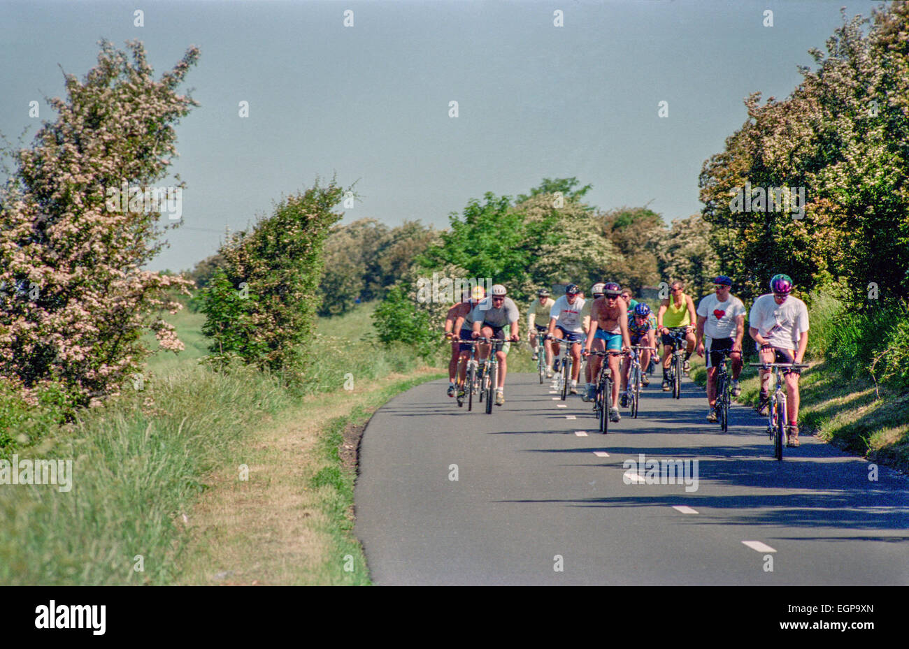 The London to Brighton bike ride reaches the Ditchling to Brighton stretch. Stock Photo