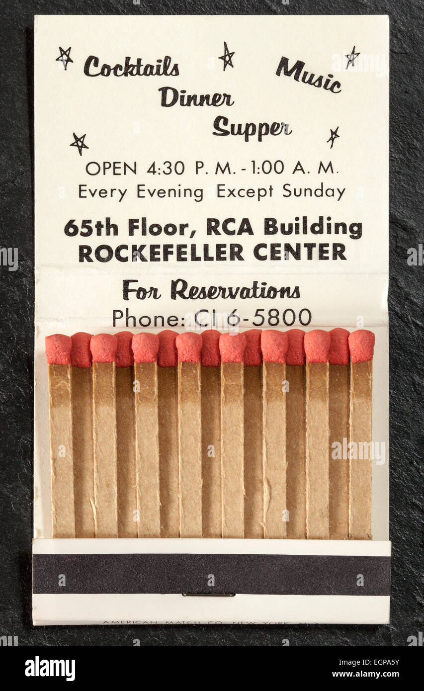 Vintage American Matchbook Advertising The Rainbow Room In