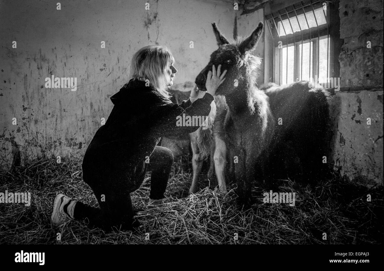Writer Carla Lane and some of her animals Stock Photo
