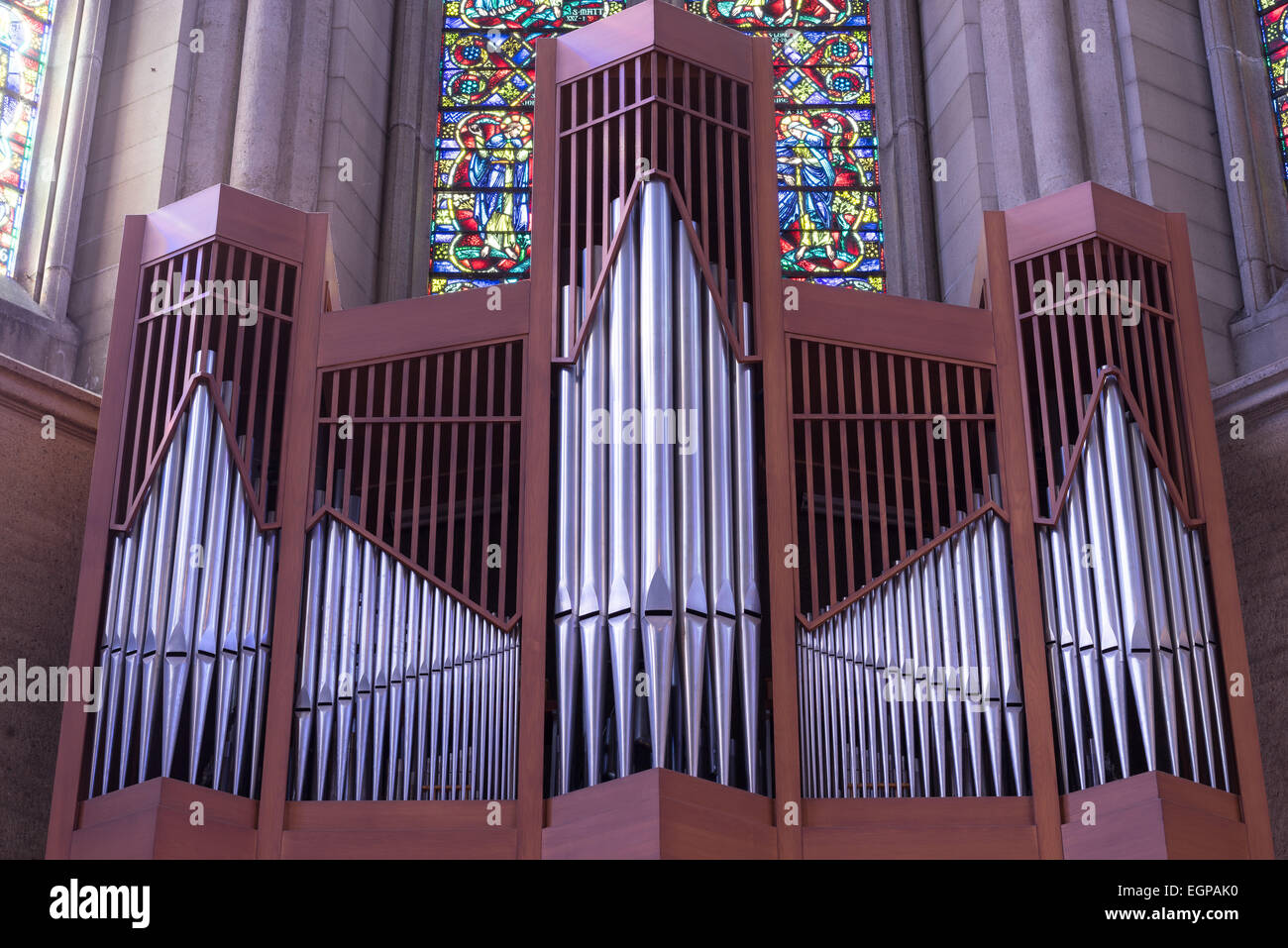 Pipe organ detail in Grace Cathedral Nob Hill San Francisco
