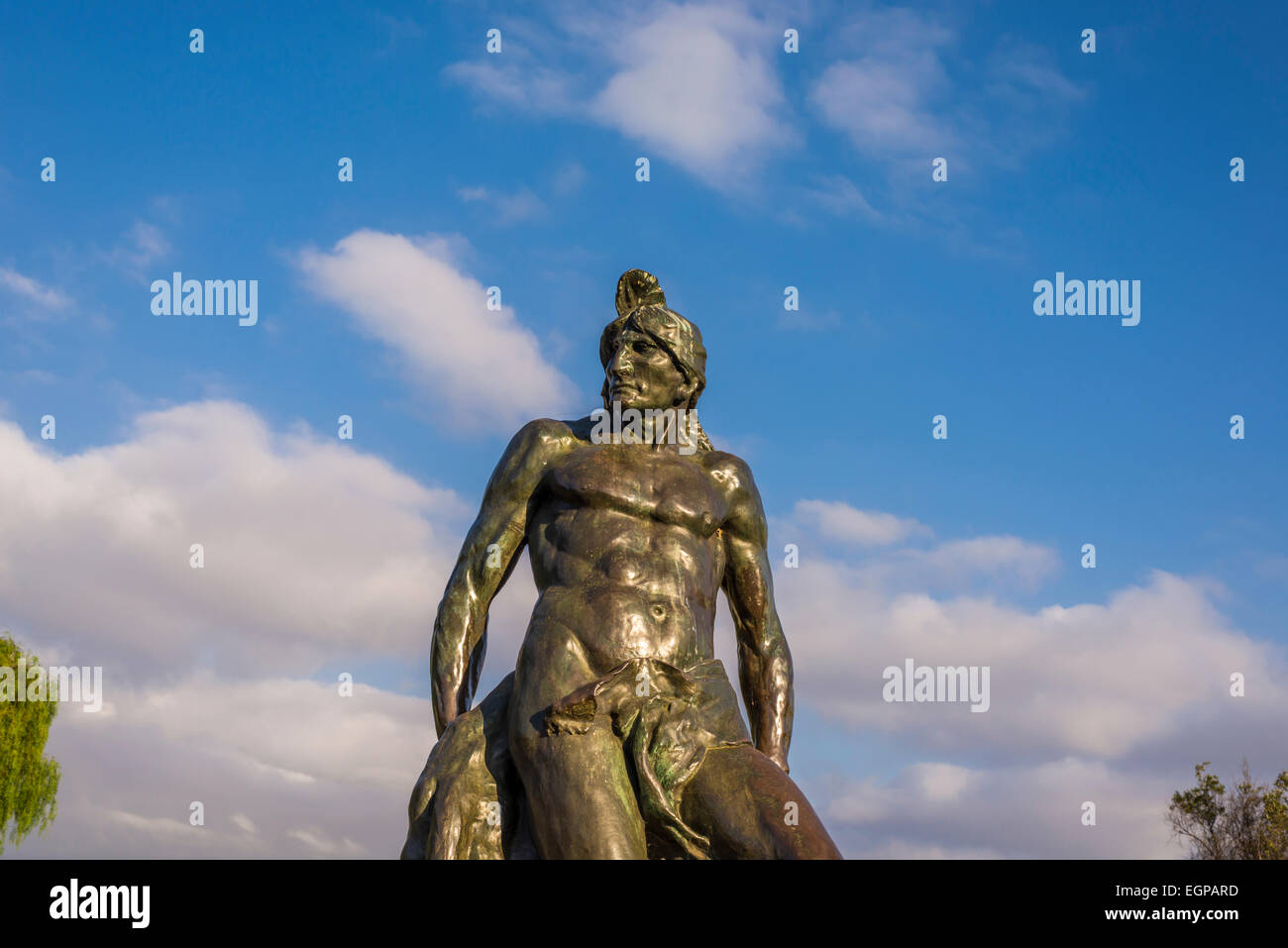 'The Indian' statue (by Arthur Putnam)  at Presidio Park. San Diego, California, United States. Stock Photo