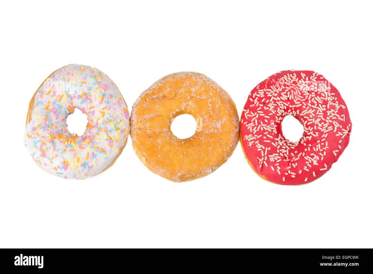 several donuts isolated on white background Stock Photo