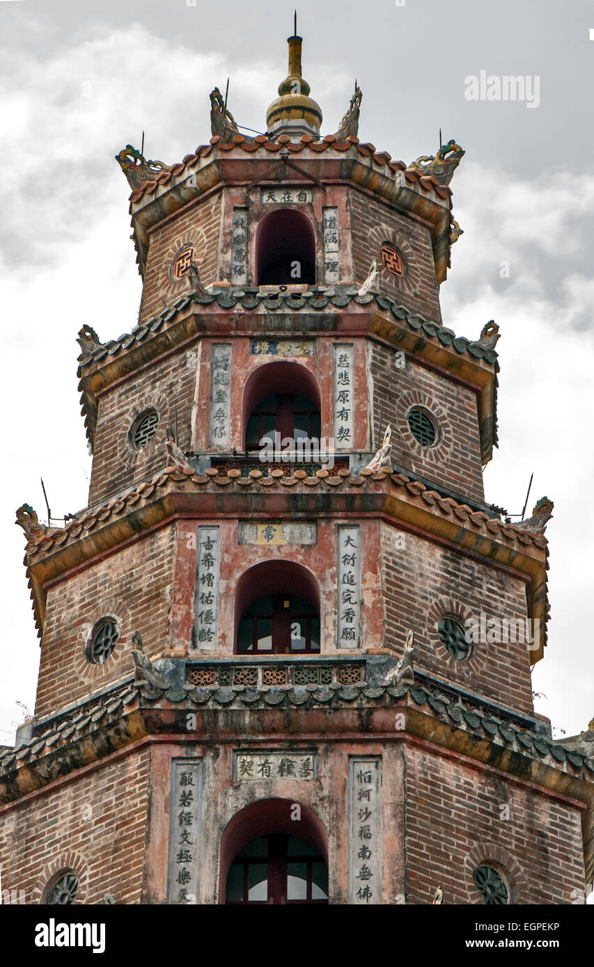 Asia, Vietnam, Da Nang.Old imperial capital city of Hue. Thien Mu Pagoda Stock Photo