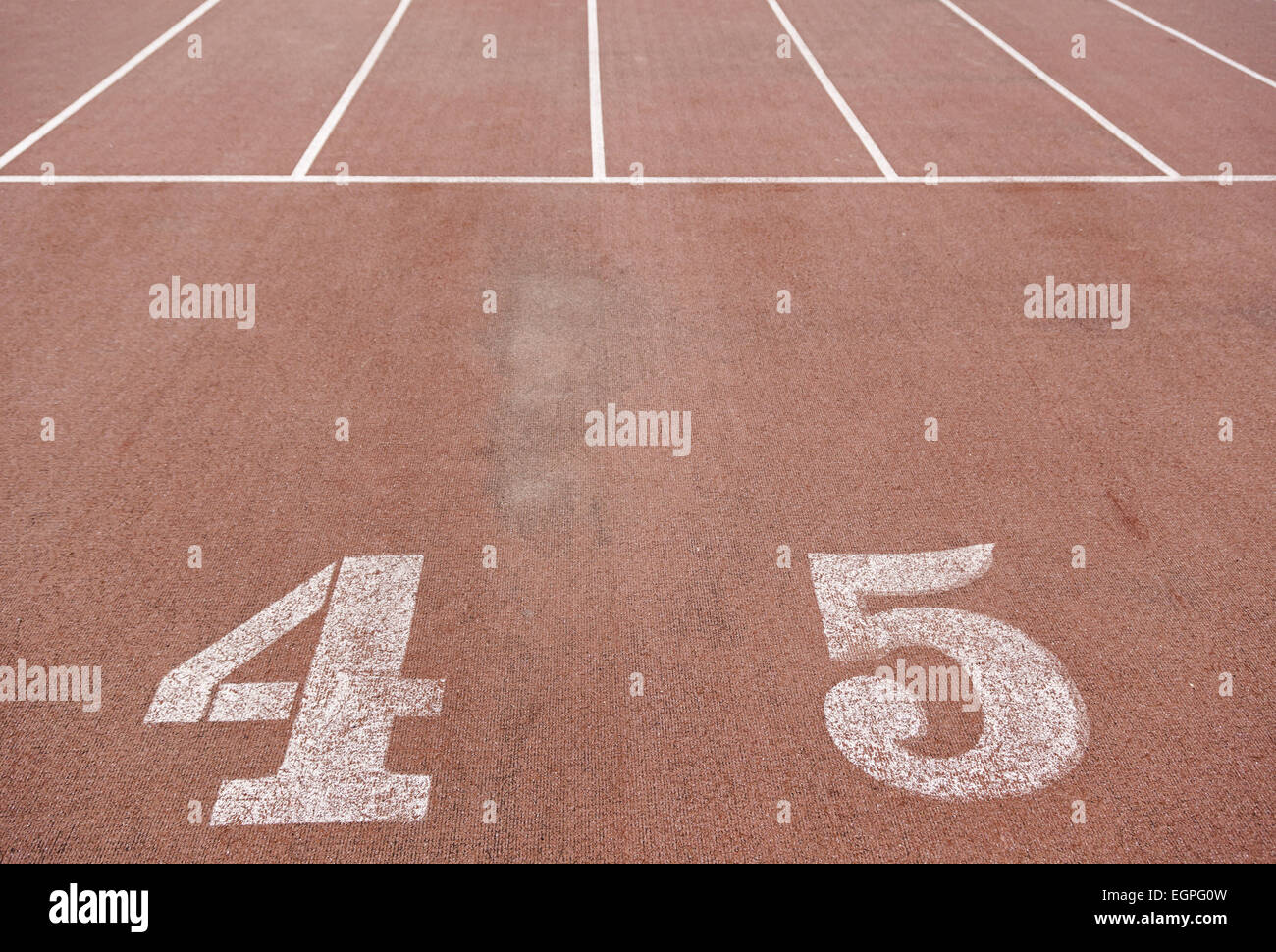 Numbers four and five in a running track, detailed numbers on the ...