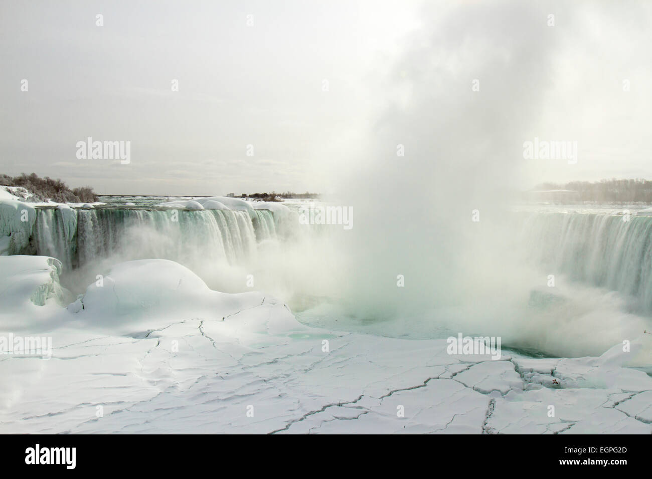 Niagara's Horseshoe Falls frozen and icy in winter Stock Photo Alamy