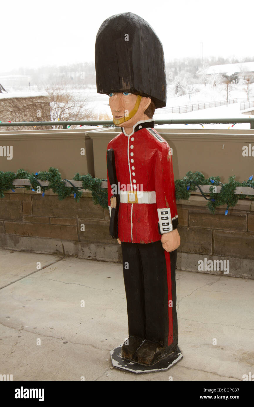 Niagara Falls, Ontario, Canada - February 27, 2015 : Canadian Royal Mounted Police standing guard at Niagara Welcome Center Stock Photo